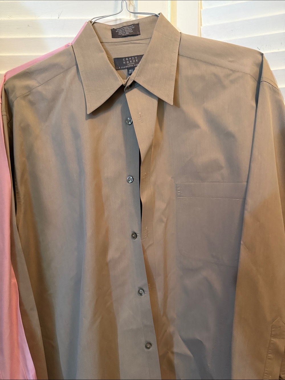 Two Men's Tan Long-Sleeve Dress Shirt